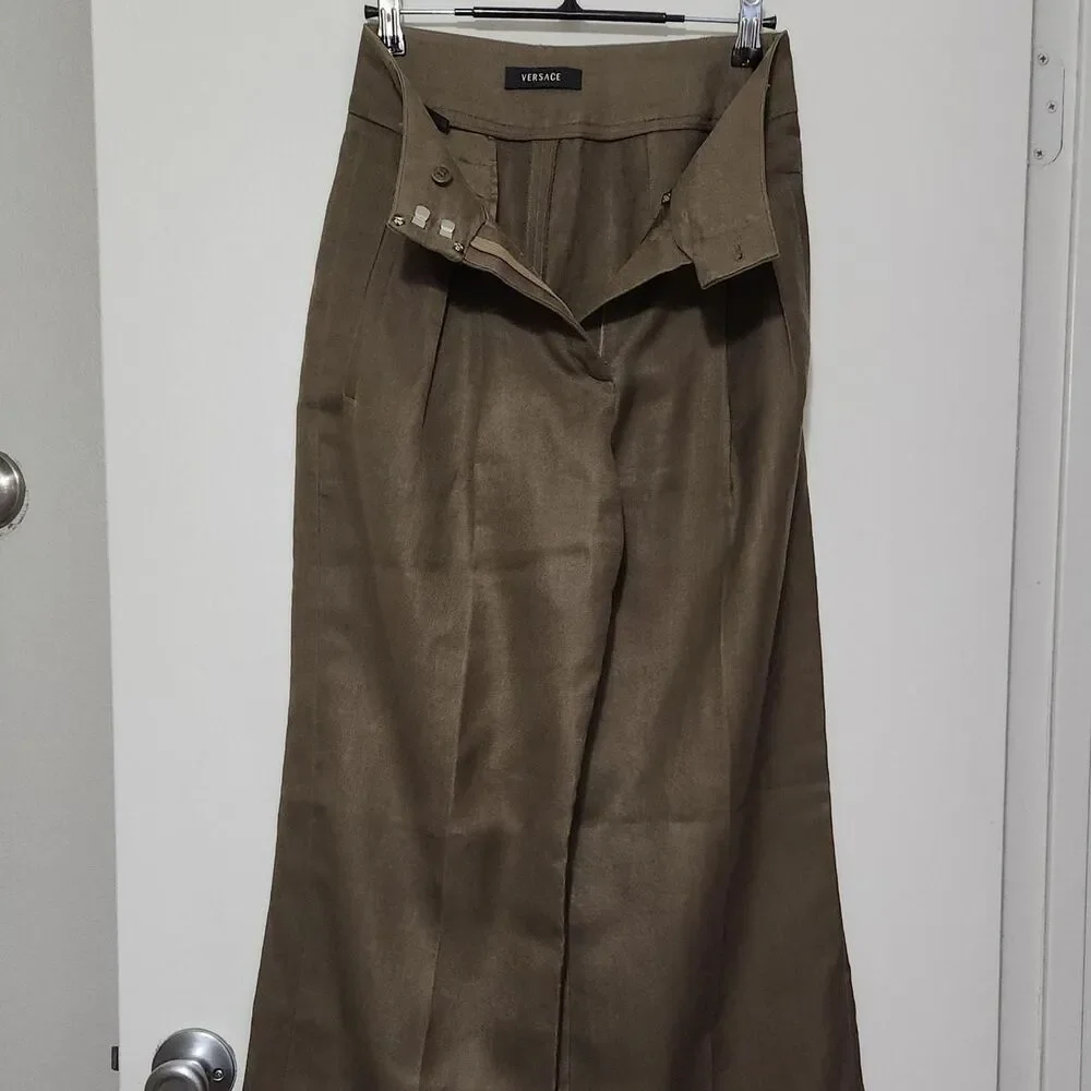 Versace Men's Khaki and Brown Trousers
